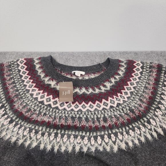 J Jill Sweater Dress Womens 3X Gray Fair Isle Knit Pullover Crewneck NWT NEW - Picture 6 of 16